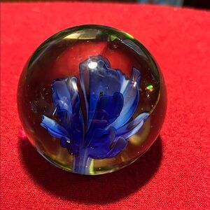 Artistic Blue Floral Glass Sphere
